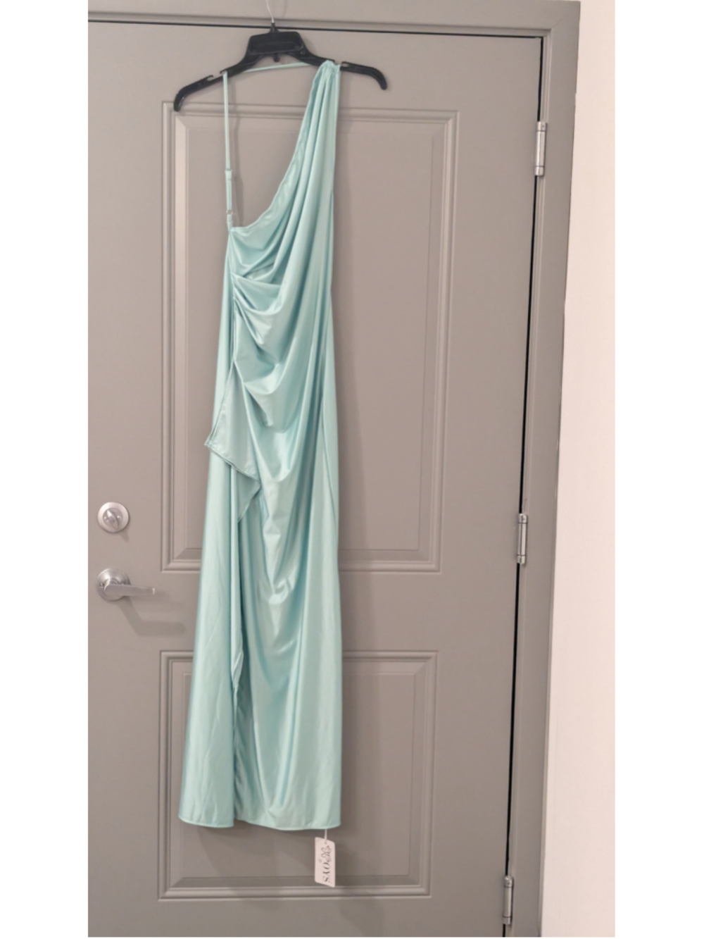 Women's OYS One Shoulder Satin Dress Green Size S - Picture 6 of 14